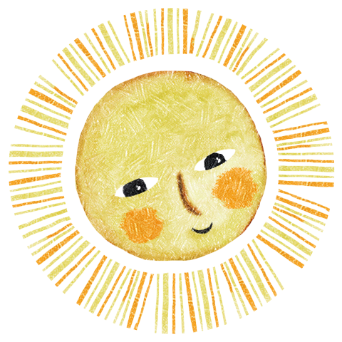 Rond en zomers geboortekaartje met een zonnetje met een gezichtje